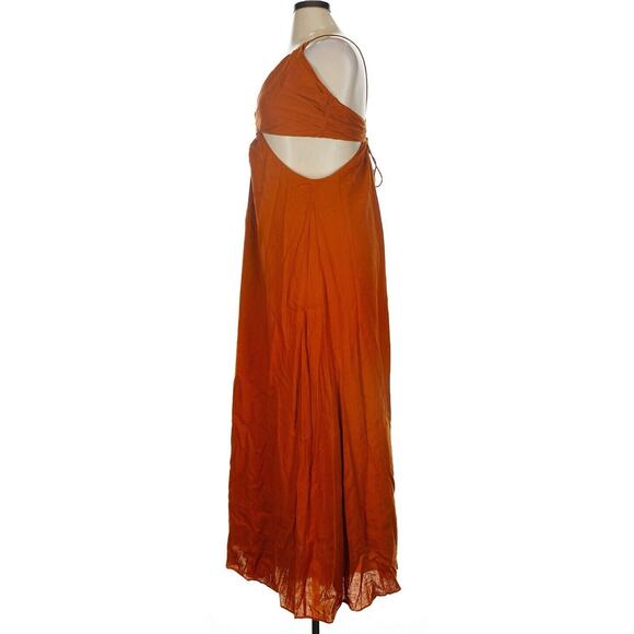 NWT Banana Republic Linen Halter Back Cut Out Fall Burnt Orange Dress Sz 14 NEW - Picture 5 of 9